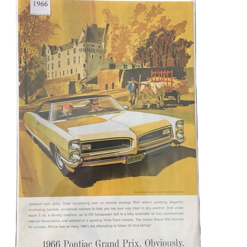 Vintage 1966 Pontiac Grand Prix Split Grill Ad Advertisment